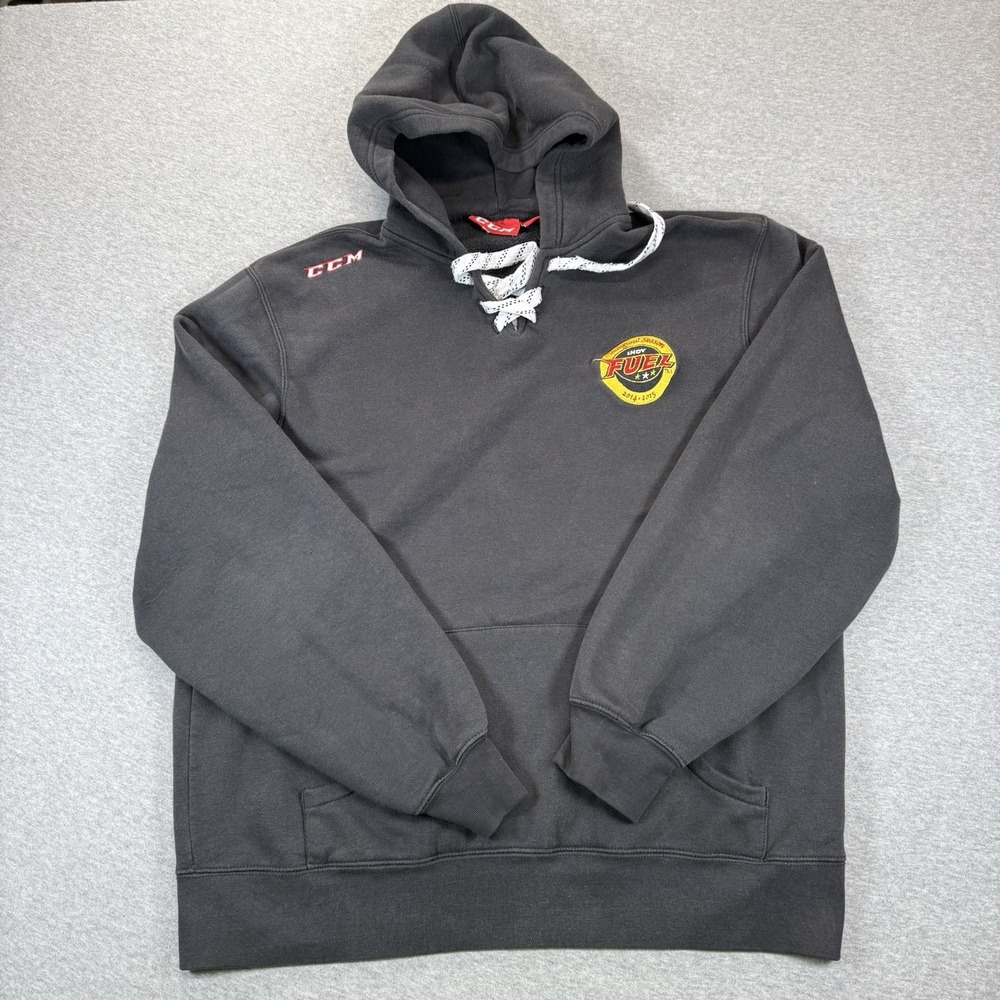Indy Fuel Hockey Inaugural Season 2014-15 Hoodie Laced Black CCM Mens XL